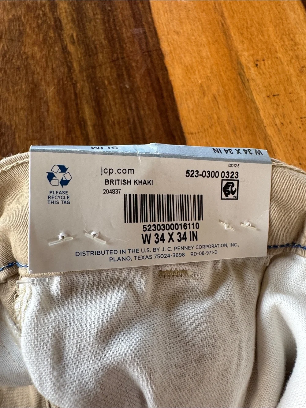Arizona Jean Company Men’s Khaki Stretch Chinos - Light Khaki 34 x 34 Slim Fit
